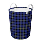 Blue Yellow And Black Plaid Print Round Laundry Basket