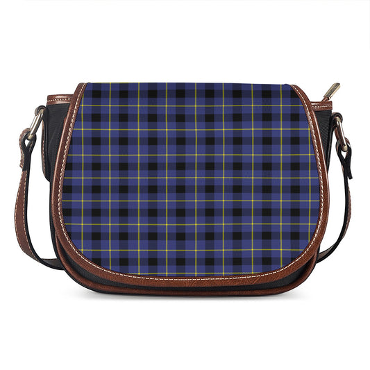 Blue Yellow And Black Plaid Print Saddle Bag