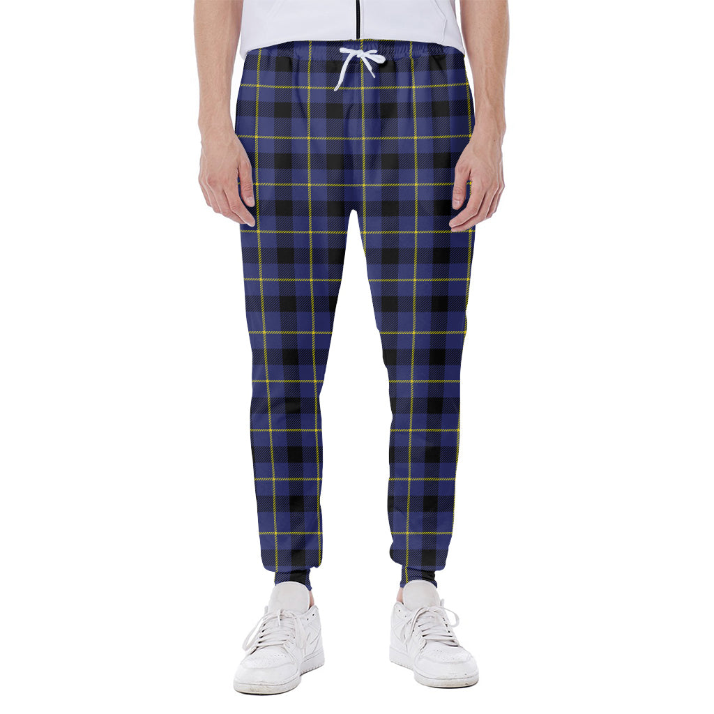 Blue Yellow And Black Plaid Print Scuba Joggers