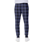 Blue Yellow And Black Plaid Print Scuba Joggers