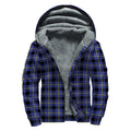 Blue Yellow And Black Plaid Print Sherpa Lined Zip Up Hoodie