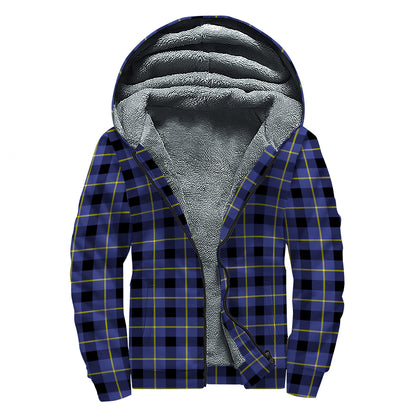 Blue Yellow And Black Plaid Print Sherpa Lined Zip Up Hoodie