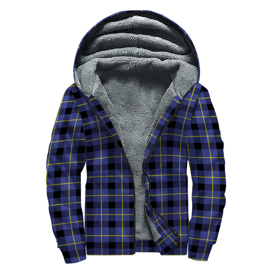 Blue Yellow And Black Plaid Print Sherpa Lined Zip Up Hoodie