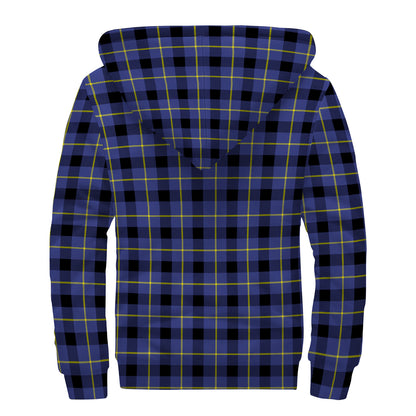 Blue Yellow And Black Plaid Print Sherpa Lined Zip Up Hoodie