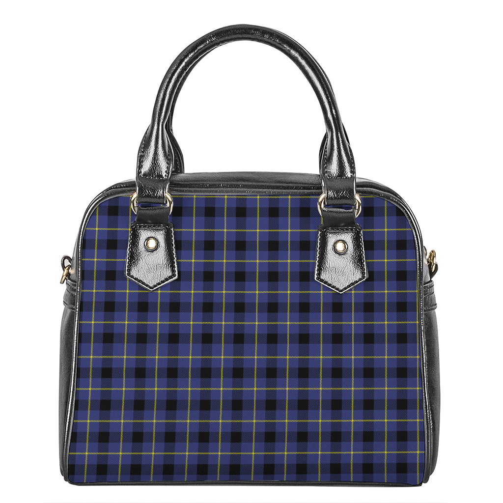 Blue Yellow And Black Plaid Print Shoulder Handbag