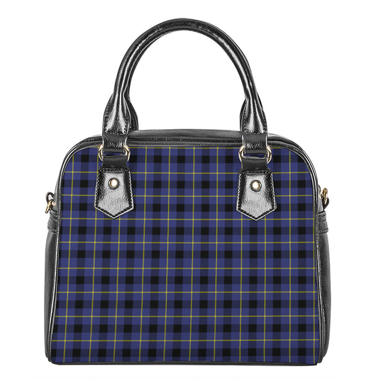 Blue Yellow And Black Plaid Print Shoulder Handbag