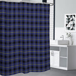 Blue Yellow And Black Plaid Print Shower Curtain