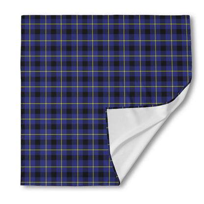 Blue Yellow And Black Plaid Print Silk Bandana