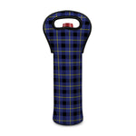Blue Yellow And Black Plaid Print Single Neoprene Wine Tote
