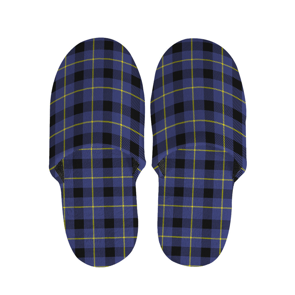 Blue Yellow And Black Plaid Print Slippers