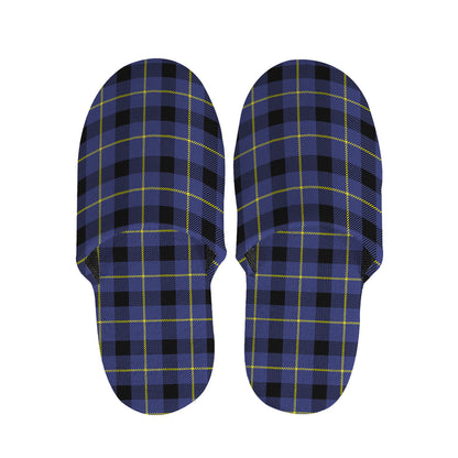 Blue Yellow And Black Plaid Print Slippers