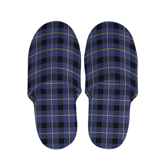 Blue Yellow And Black Plaid Print Slippers