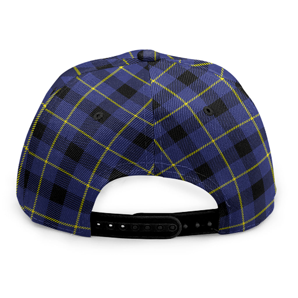 Blue Yellow And Black Plaid Print Snapback Cap
