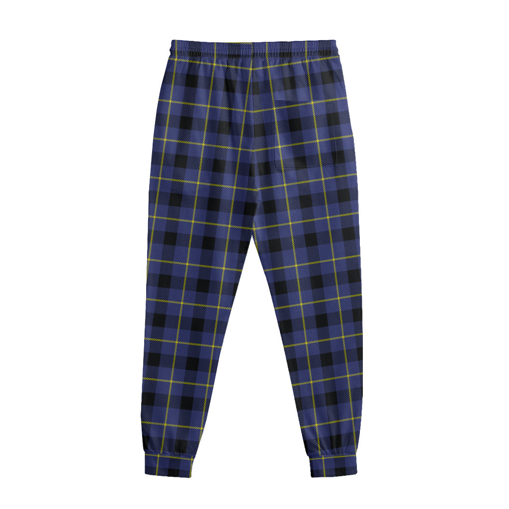 Blue Yellow And Black Plaid Print Sweatpants