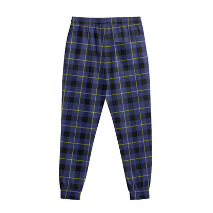 Blue Yellow And Black Plaid Print Sweatpants