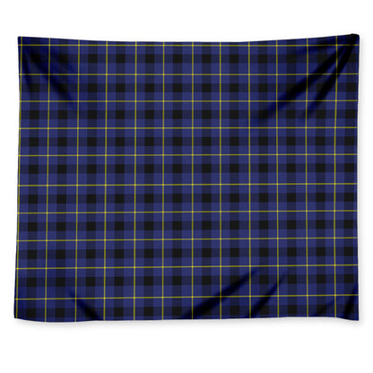 Blue Yellow And Black Plaid Print Tapestry