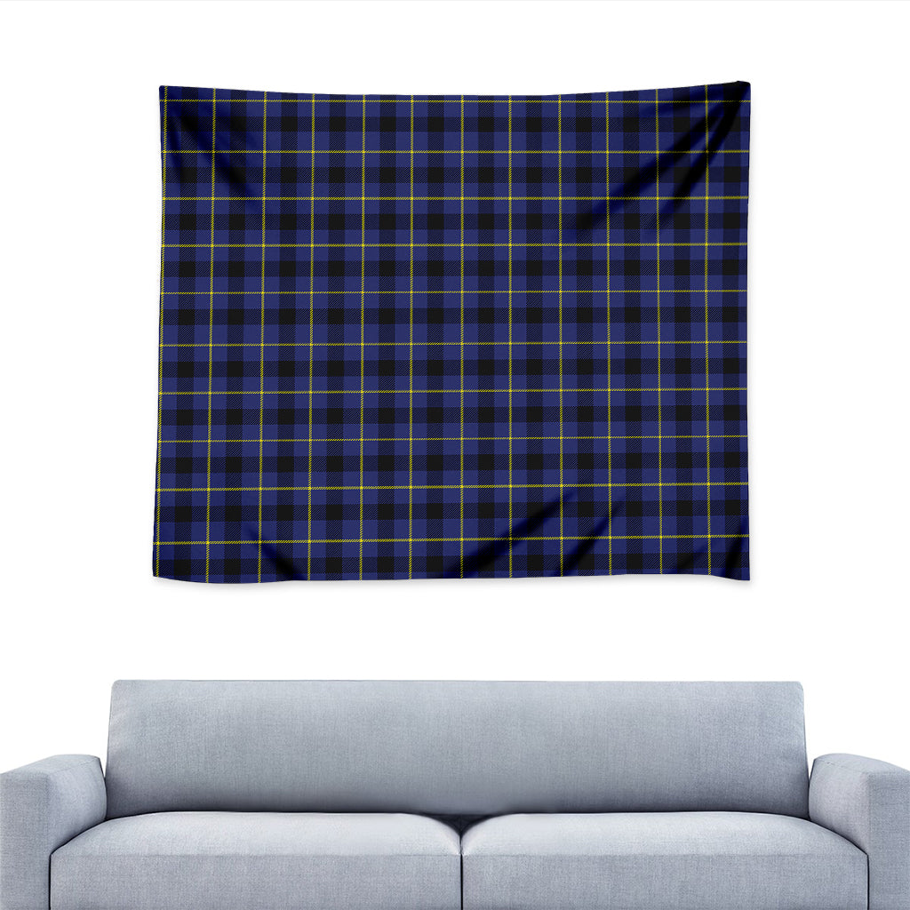 Blue Yellow And Black Plaid Print Tapestry