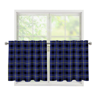 Blue Yellow And Black Plaid Print Tier Curtains