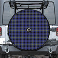 Blue Yellow And Black Plaid Print Tire Cover With Camera Hole