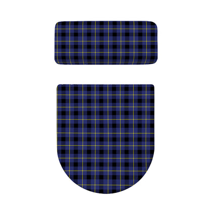 Blue Yellow And Black Plaid Print Toilet Lid And Tank Cover Set