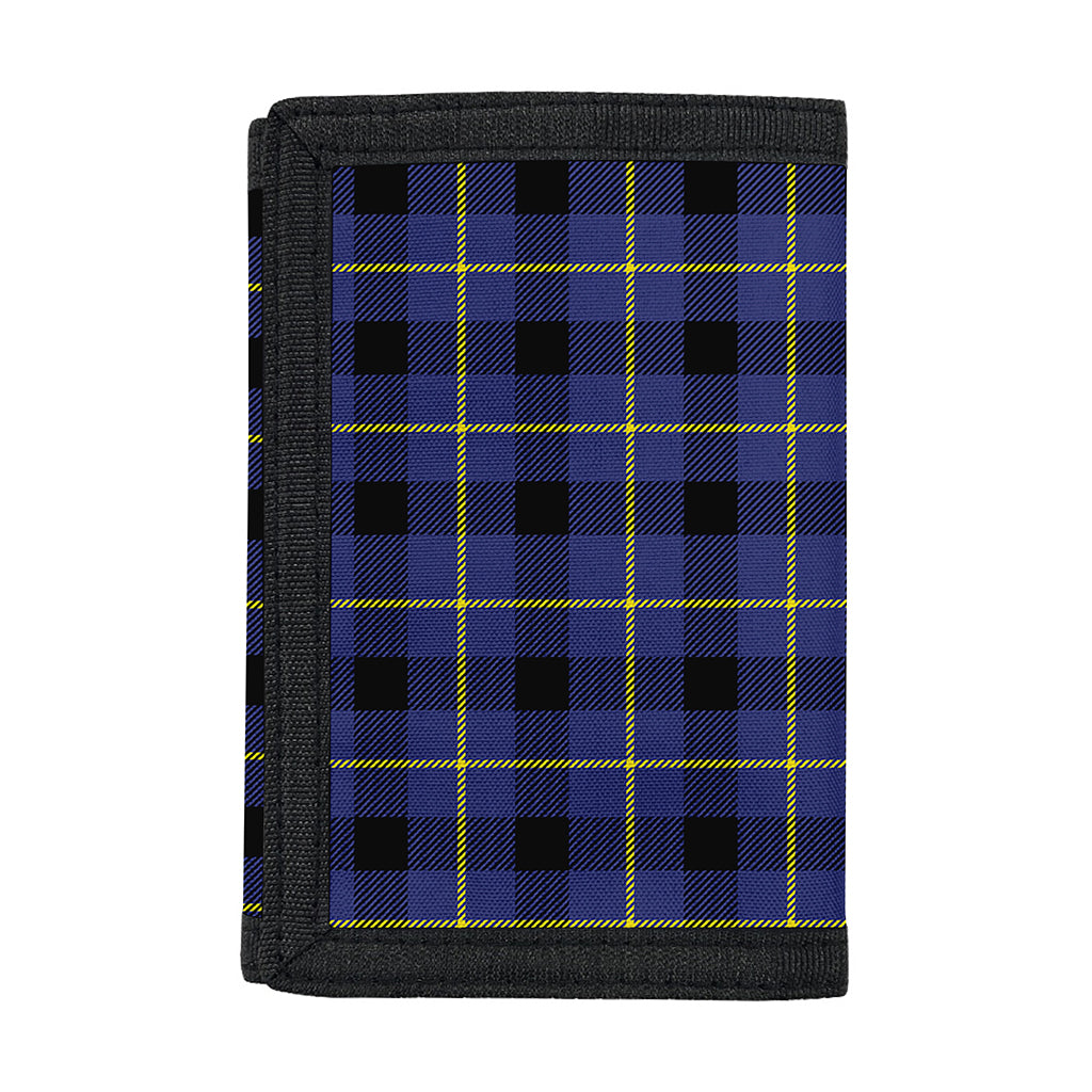 Blue Yellow And Black Plaid Print Trifold Wallet