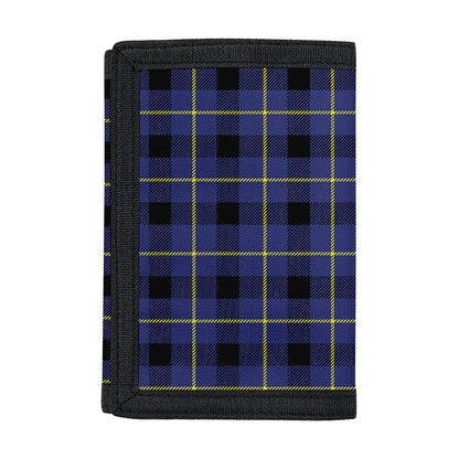 Blue Yellow And Black Plaid Print Trifold Wallet