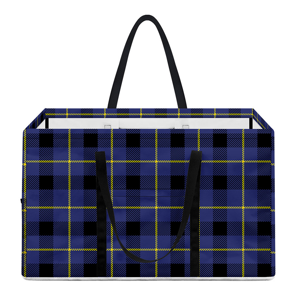 Blue Yellow And Black Plaid Print Utility Tote Bag