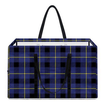 Blue Yellow And Black Plaid Print Utility Tote Bag