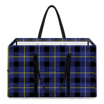 Blue Yellow And Black Plaid Print Utility Tote Bag