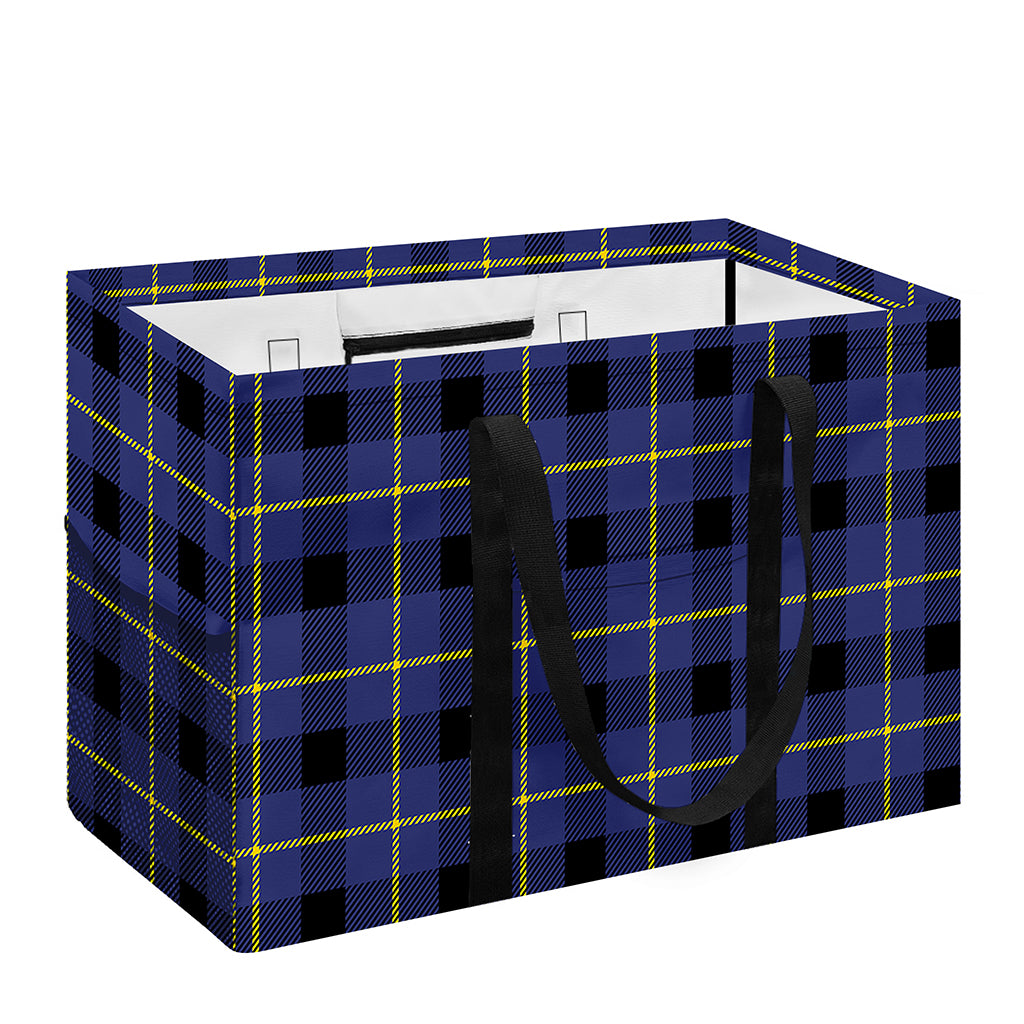 Blue Yellow And Black Plaid Print Utility Tote Bag
