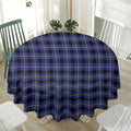 Blue Yellow And Black Plaid Print Waterproof Round Tablecloth