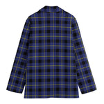 Blue Yellow And Black Plaid Print Women's Blazer