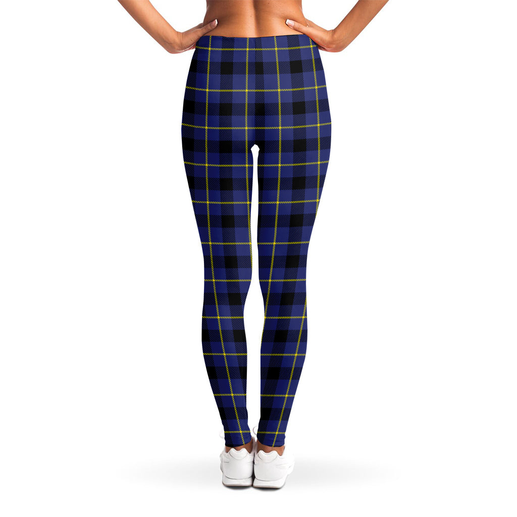 Blue Yellow And Black Plaid Print Women's Leggings