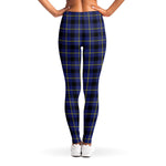 Blue Yellow And Black Plaid Print Women's Leggings