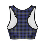 Blue Yellow And Black Plaid Print Women's Sports Bra