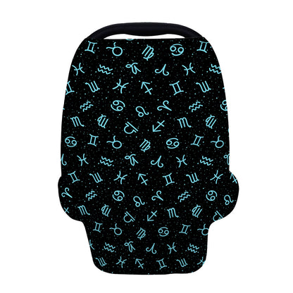 Blue Zodiac Symbols Pattern Print Baby Seat Cover