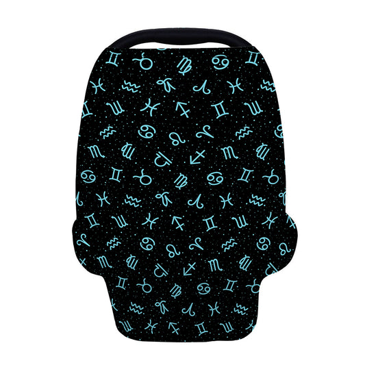 Blue Zodiac Symbols Pattern Print Baby Seat Cover