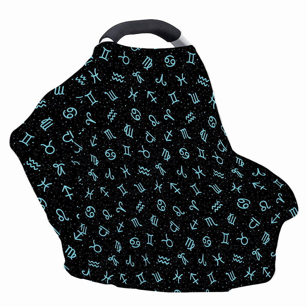 Blue Zodiac Symbols Pattern Print Baby Seat Cover