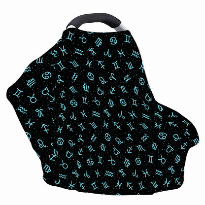 Blue Zodiac Symbols Pattern Print Baby Seat Cover