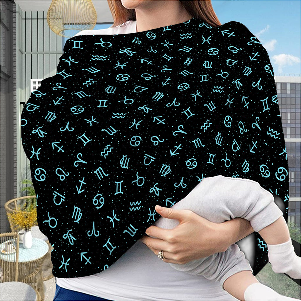 Blue Zodiac Symbols Pattern Print Baby Seat Cover