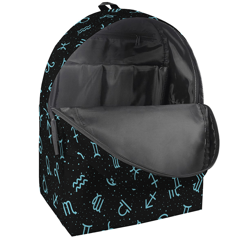 Blue Zodiac Symbols Pattern Print Backpack