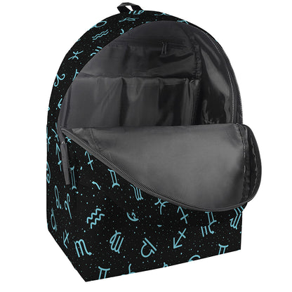 Blue Zodiac Symbols Pattern Print Backpack