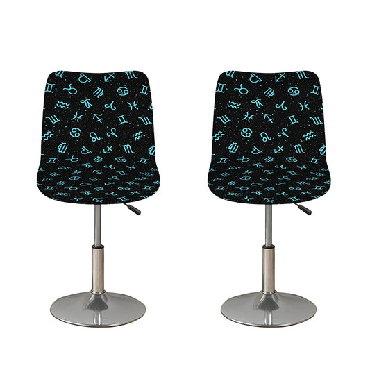 Blue Zodiac Symbols Pattern Print Bar Stool Covers