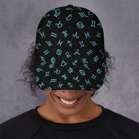 Blue Zodiac Symbols Pattern Print Baseball Cap