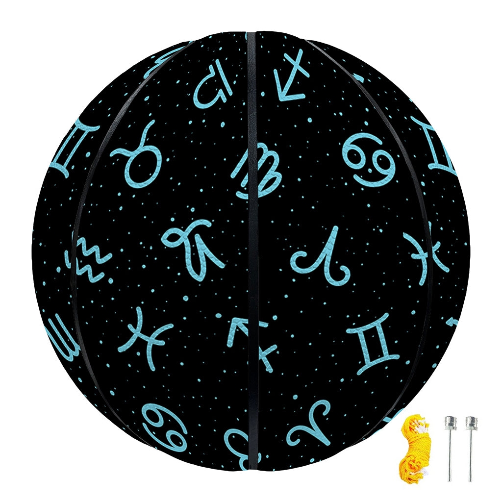 Blue Zodiac Symbols Pattern Print Basketball