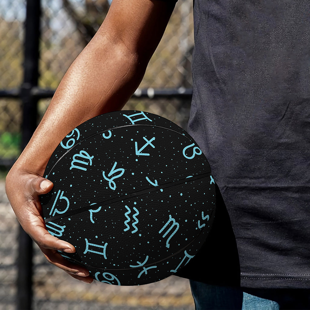 Blue Zodiac Symbols Pattern Print Basketball