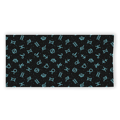 Blue Zodiac Symbols Pattern Print Beach Towel