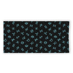 Blue Zodiac Symbols Pattern Print Beach Towel