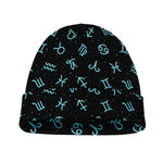 Blue Zodiac Symbols Pattern Print Beanie