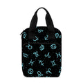 Blue Zodiac Symbols Pattern Print Bible Tote Bag